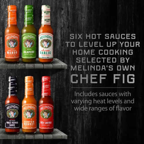 Miniatura 6 de Melinda's Chef Fig's Heat & Flavor Collection - Juego de regalo de salsa picante gourmet con una variedad de sabores y niveles de especias, incluye