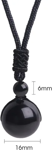 Miniatura 45 de iSTONE Collar unisex con dije de cuentas redondas auténticas, cadena de cuerda negra de 24 pulgadas para hombres y mujeres