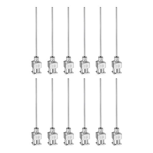 Miniatura 27 de HARFINGTON 12 agujas dispensadoras de acero inoxidable calibre 17, 1 1/2 pulgadas, tubo de aguja de pegamento de metal, puntas romas, Luer Lock