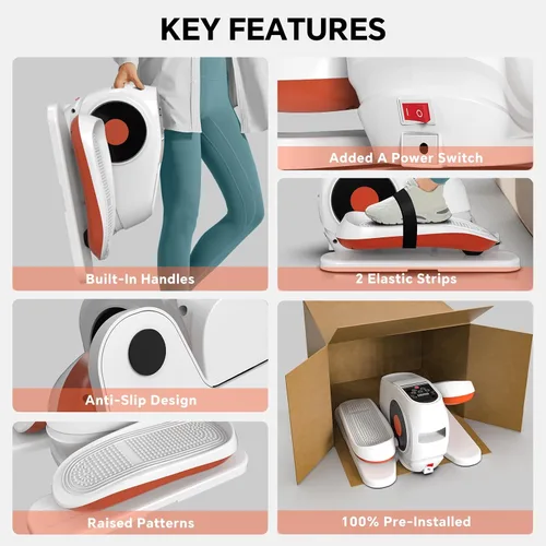 Miniatura 4 de Under Desk Elliptical Machine, Electric Exerciser Pro with 16 Adjustable Speed, Quiet and Fully Assembled with Remote Control & Non-Slip Foot Straps