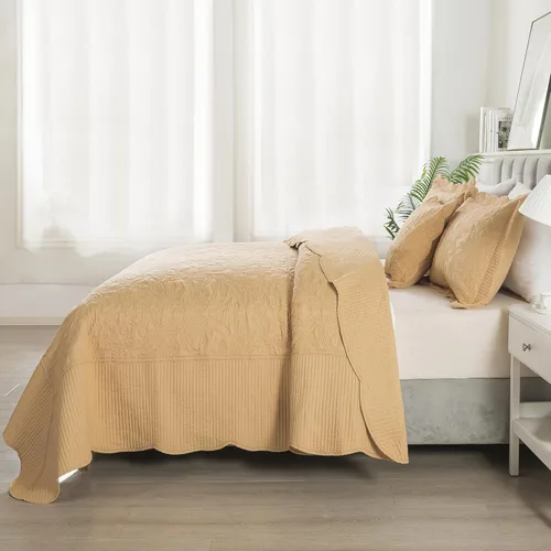 Miniatura 48 de HoneiLife - Juego de colcha de tamaño Queen, juego de ropa de cama de pana bordada de 3 piezas, colcha de lujo, ligera, cálida, para todas las Pana