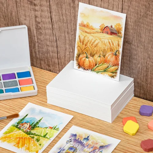 Miniatura 6 de 240 hojas de papel de acuarela a granel, papel de prensa en frío de 110 lb/230 GSM, papel de color de agua blanca para dibujar tarjetas de regalo