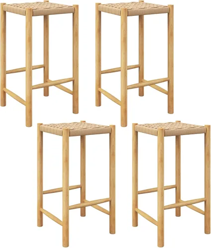 Miniatura 11 de Giantex Juego de 2 taburetes de madera, sillas bohemias sin espalda de 18 pulgadas de alto con patas de madera de goma, carga máxima de 330 libras