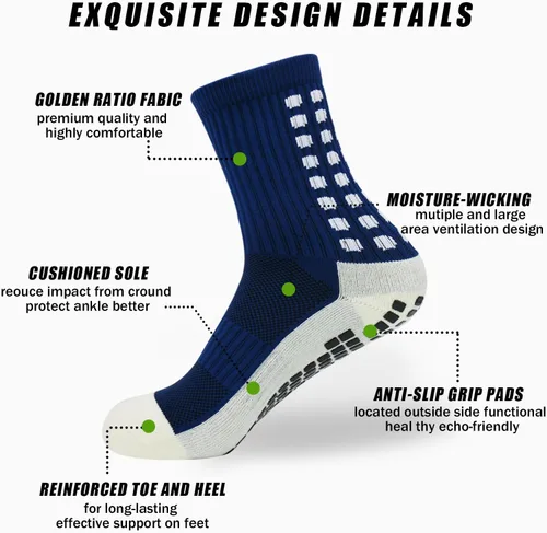 Miniatura 2 de YUFREE SUN Calcetines de agarre de fútbol para hombre, jóvenes, atléticos, antideslizantes, para fútbol, baloncesto, hockey, rugby, 4 pares