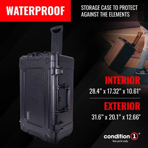 Miniatura 2 de Condition 1 Funda de viaje rígida impermeable de 31 pulgadas XL con ruedas, espuma y asa, de plástico portátil con bloqueo para cámara, electrónica