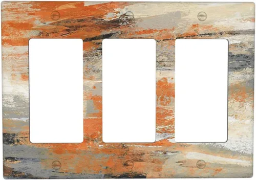 Miniatura 11 de Cubiertas de Interruptor de Luz de Palanca Simple con Diseño Abstracto de Sol Amanecer Retro, Placa Decorativa Arcoíris Atardecer de 1 Gang, Placa