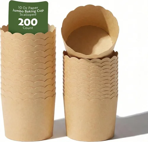 Miniatura 31 de Restaurantware Paquete de 200 moldes de papel para cupcakes de 3.38 onzas, resistentes a la grasa, festoneados para horno, elegantes tazas
