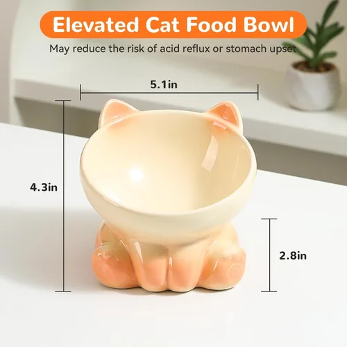 Miniatura 2 de Cuencos elevados para gatos, cuencos elevados para gatos de interior, cuencos inclinados de comida para gatos aptos para bigotes, lindo cuenco