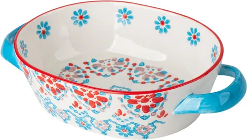 Cacerola, plato de cerámica para hornear de 7.7 x 6.2 pulgadas, bandeja para lasaña profunda para horno, bandeja para hornear de 28 onzas con asas,