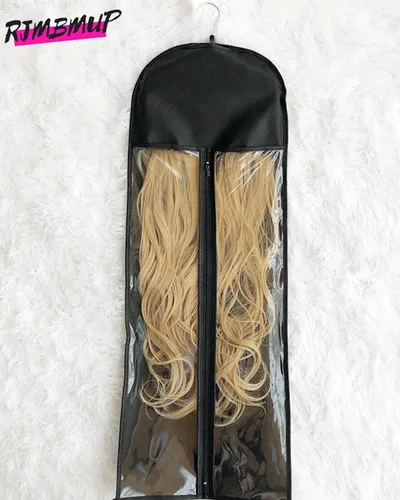 Miniatura 8 de Paquete de 2 soportes para extensiones de cabello, bolsa de almacenamiento de peluca con colgador, extensiones de cabello, paquetes de cola