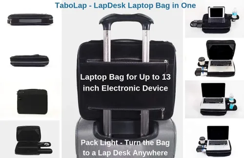 Miniatura 6 de Escritorio de regazo para laptop de viaje – Se adapta a portátiles de hasta 14 pulgadas Escritorio portátil para laptop y escribir en una funda