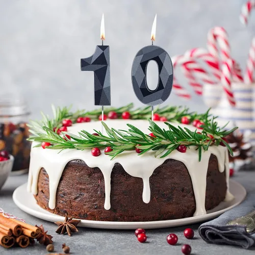 Miniatura 3 de Nuanchu Velas de cumpleaños número 10 en forma de diamante 3D, velas numeradas para pastel de cumpleaños, velas temáticas para hornear en familia