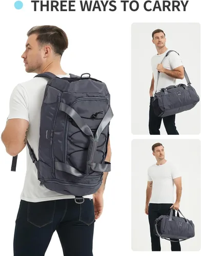 Miniatura 8 de Sportsnew Bolsa de gimnasio para mujeres y hombres con compartimento para zapatos y bolsillo húmedo, bolsa de deporte con soporte para esterilla