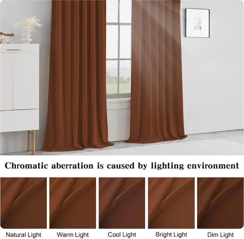 Miniatura 7 de MUMFAS Cortinas con pestaña trasera naranja tostado 52x63 2 paneles