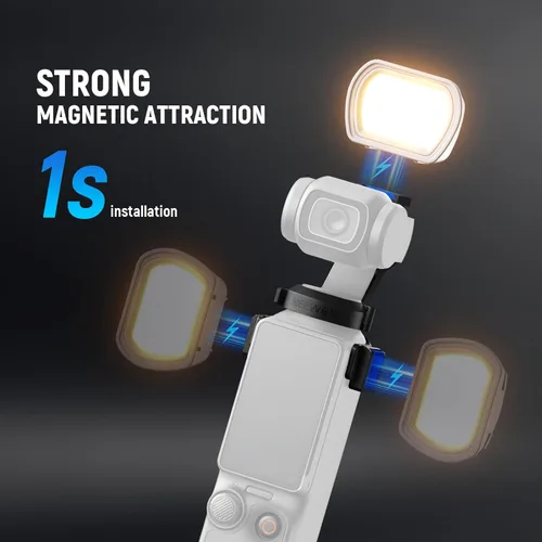 Miniatura 4 de NEEWER Basics - Paquete de 2 luces auxiliares magnéticas compatibles con DJI OSMO Pocket 3 Gimbal Camera Creator Combo, USB C recargable, accesorio
