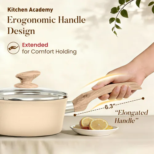 Miniatura 5 de Kitchen Academy Juego de ollas y sartenes de inducción antiadherentes, juego de utensilios de cocina antiadherentes de 12 piezas, juego de ollas