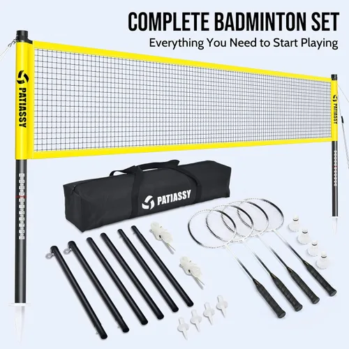 Miniatura 10 de Badminton Set for Backyard, Outdoor Badminton Net with Anti-Sag Design, 4 Professional Badminton Rackets, 4 Shuttlecocks and Carry Bag for Lawn or