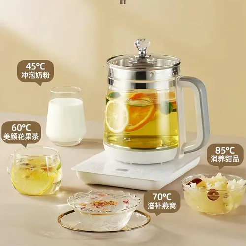 Miniatura 4 de Hervidor eléctrico, olla eléctrica grande de 1.8 L con infusor de té y taza de guiso, estante para huevos, hervidor eléctrico multifunción 18 en 1