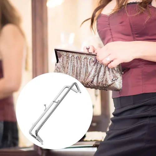 Miniatura 9 de Marco rectangular plateado con cierre de beso de 7 pulgadas para hacer bolsas, cierre de monedero, accesorios de manualidades