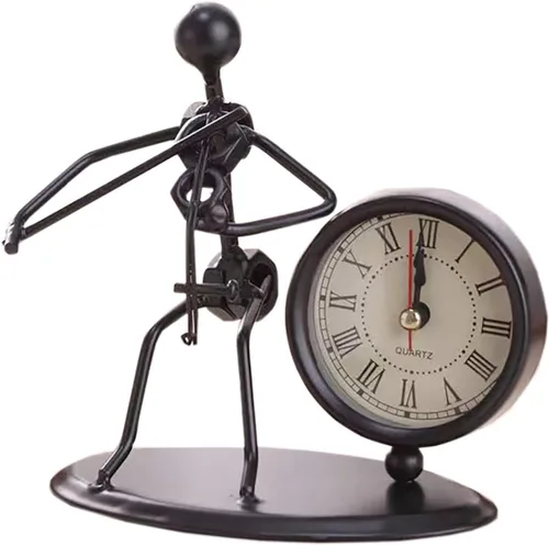 Miniatura 11 de Reloj despertador de instrumentos musicales, reloj creativo de escritorio pequeño de acero inoxidable, reloj de personalidad retro, artesanía