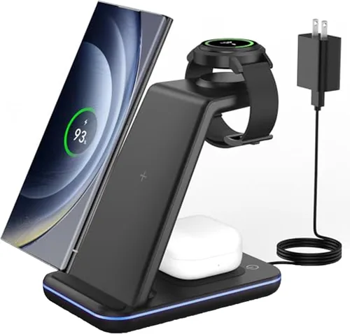 Miniatura 12 de Cargador inalámbrico para Samsung y Android: estación de carga JoyGeek 3 en 1 para S26/S25/S24/S23/S22/S21/S20/Note20/Z Fold&Flip, Galaxy Negro