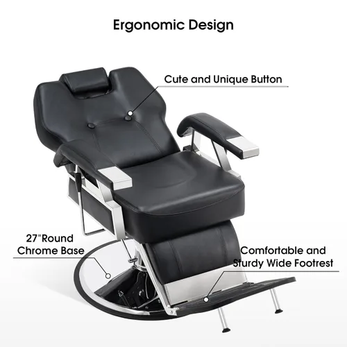Miniatura 9 de BarberPub Silla de peluquería reclinable de alta resistencia Silla hidráulica multiusos para estilista de peluqueros Spa Beauty Shampoo Equipment
