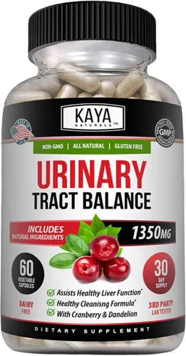 Kaya Naturals - D-manosa - Limpieza del tracto urinario UT y salud de la vejiga - Hecho con arándano, hibisco y raíz de diente de león - Cápsulas de