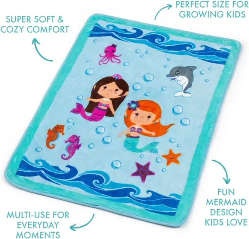 Miniatura 4 de EVERYDAY KIDS Manta para Niños Pequeños - 30" por 40" - Aventura Submarina de Sirenas - Súper Suave, Afelpada, Cálida y Cómoda Sirenas Aventura