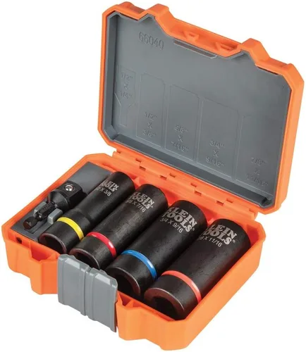 Miniatura 2 de Klein Tools Juego de llaves de impacto (5 piezas) + enchufe de impacto ranurado (3/4 y 9/16 pulgadas)
