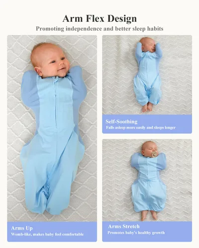 Miniatura 3 de Manta para recién nacidos, mantas para bebés de 0 a 3 meses, 5-13 libras, manta con brazos arriba para recién nacidos de 0 a 3 meses, con tela que