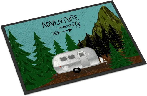 Caroline's Treasures VHA3022MAT Airstream Camper Adventure Awaits - Tapete para puerta delantera, 18 x 27 pulgadas, tapete para interiores y