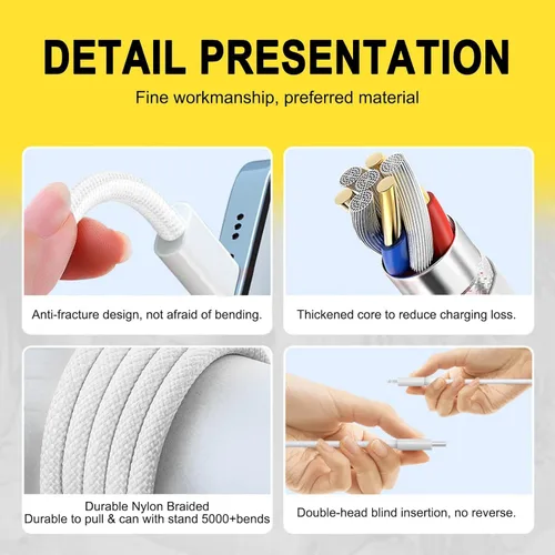Miniatura 5 de Adaptador de cargador rápido de 3 pies y 20 W para AirPods 4 Gen 4 generación, AirPods Pro 3 2025/Pro 2 2nd, Air Pods Max 2024, iPhone 17 16e 16 15