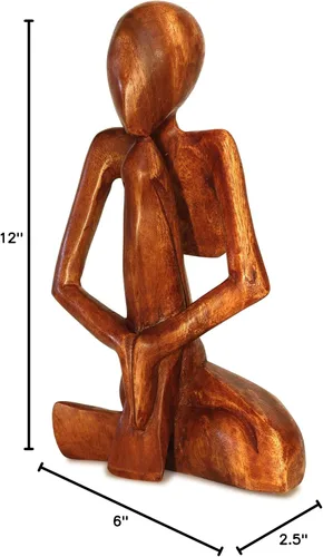 Miniatura 5 de G6 Collection Escultura abstracta de 12 pulgadas, arte hecho a mano de madera – Hombre rezando – Estatua para decoración del hogar, decoración