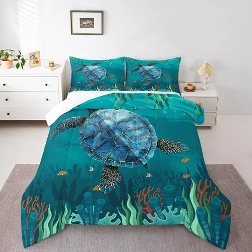 Miniatura 30 de jejeloiu Juego de edredón con patrón de corona, edredón estampado King y Queen para niños y adolescentes, juego de ropa de cama moderno de arte