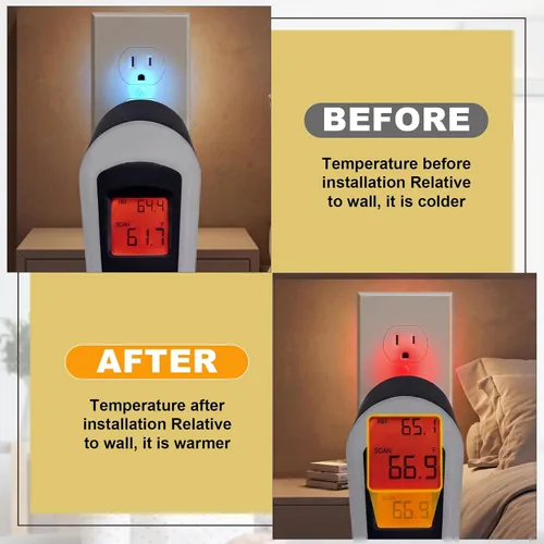Miniatura 4 de Tondiamo 46 Paquetes de Almohadillas de Aislamiento para Tomacorrientes, Selladores de Placas de Pared para Ahorro de Energía Eléctrica, Aislamiento