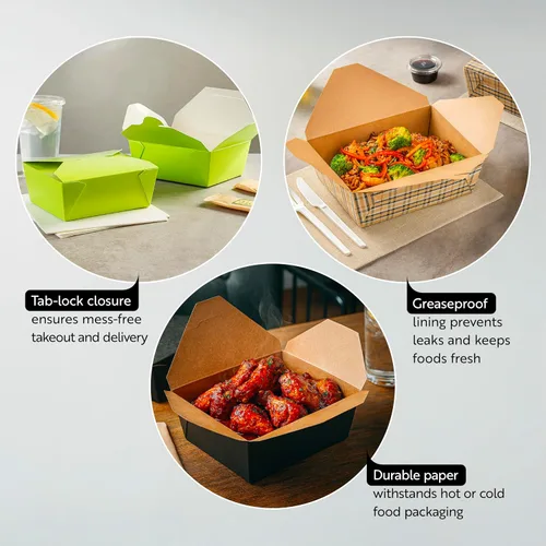 Miniatura 3 de Restaurantware Contenedor desechable para llevar, 30 oz / #1, negro