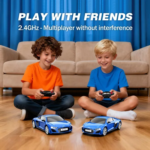 Miniatura 3 de AEROQUEST Audi - Auto de control remoto, a escala 1:24, eléctrico, deportivo, de carreras, pasatiempos, vehículo modelo Audi para niños y niñas, Azul
