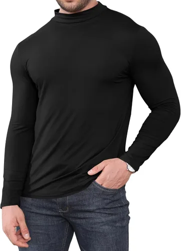 Miniatura 3 de Uni Clau Suéter de cuello alto falso para hombre, de manga larga, suéter básico ajustado