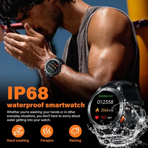 Miniatura 4 de Relojes inteligentes para hombre para responder/hacer llamadas, reloj AMOLED de fitness de 1.43 pulgadas con monitor de presión arterial/frecuencia
