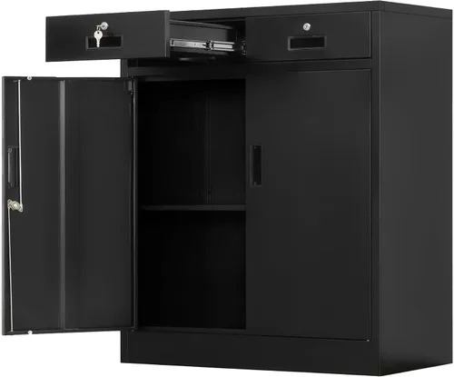 Armarios de almacenamiento de metal, archivador de metal con 2 cajones de bloqueo, armarios de almacenamiento con cerradura para oficina, hogar,