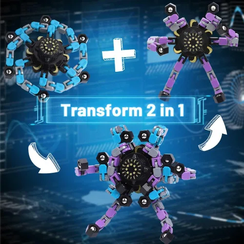 Miniatura 3 de 8 piezas de juguetes Fidget Spinner transformables para niños y adultos, robot transformable de cadena, spinner, juguetes giratorios de punta