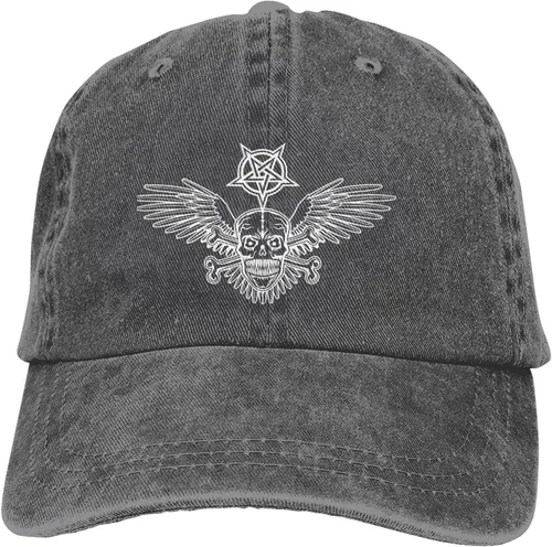 Miniatura 9 de Cowboy Hat Trendy Hats for Man and Women Djustable Four Season Outdoor Baseball Cap of Hell Skull with Angel Deep Heather