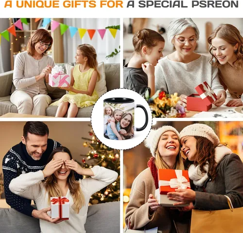 Miniatura 7 de Tazas de café personalizadas, taza de 11 onzas para mamá con nombre de imagen, tazas de café personalizadas para mamá de hija e hijo, taza de foto
