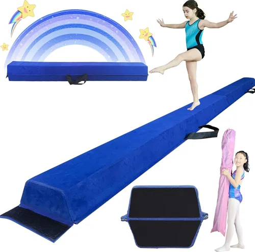 Miniatura 10 de Viga de equilibrio plegable de 6 pies/9 pies para niños de 3 a 15 años - Viga de suelo de gimnasia plegable, antideslizante, bolsa de transporte
