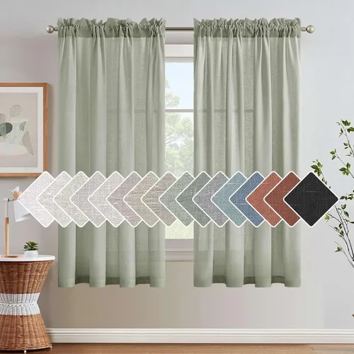 Miniatura 53 de H.VERSAILTEX Cortinas de Lino con Textura Filtradoras de Luz para Tratamiento de Ventanas de Sala de Estar, Cortinas Naturales Duraderas