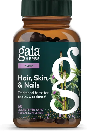 Gaia Herbs Cabello, piel y uñas - Suplemento para apoyar la salud saludable de la piel, el cabello y las uñas* - Astaxantina, cola de caballo, gotu