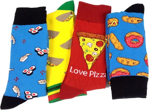 Miniatura 4 de HSELL Calcetines de vestir divertidos para hombre, divertidos y novedosos diseños locos, calcetines de algodón, regalo para hombres, 4 Pares