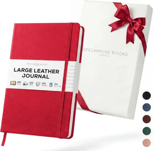 Miniatura 9 de BEECHMORE BOOKS Cuaderno rayado, 5.8 x 8.3 pulgadas, páginas rayadas A5, 160 páginas, diarios de cuero de tapa dura para mujeres, hombres, escritura