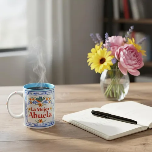 Miniatura 2 de Taza La Mejor Abuela – Regalos únicos de Abuela en español – Taza de cerámica duradera de 12 onzas con esmalte azul – Mejor abuela