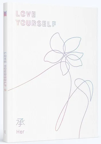 BTS - Love Yourself [Her] [E ver.] con fotolibros, tarjeta de fotos, póster doblado oficial (E ver.), tarjeta fotográfica extra